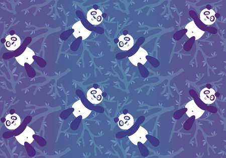 Cartoon animals seamless panda and branches pattern for wrapping paper and fabrics and lines and kids clothes print and spring packaging. High quality illustrationの写真素材