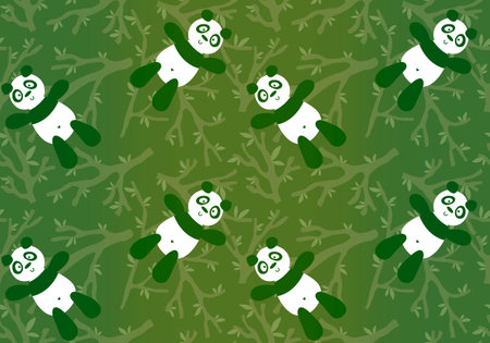 Cartoon animals seamless panda and branches pattern for wrapping paper and fabrics and lines and kids clothes print and spring packaging. High quality illustrationの写真素材