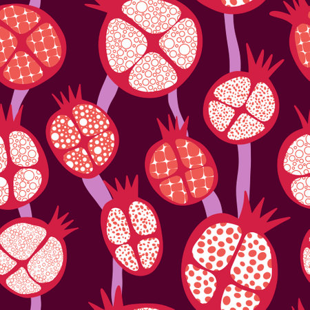 Abstract fruit seamless pomegranate pattern for wrapping paper and fabrics and lines and kids clothes print and party summer accessories. High quality illustrationの写真素材