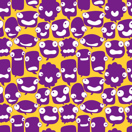 Cartoon monsters seamless text bubble pattern for wrapping paper and fabrics and lines and kids clothes print and party accessories. High quality illustrationの写真素材