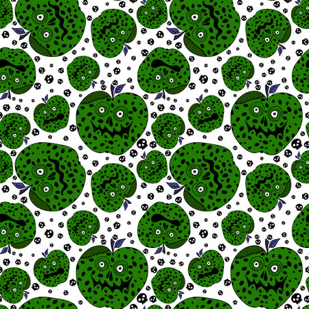Halloween monsters fruit seamless apples pattern for wrapping paper and fabricsの写真素材