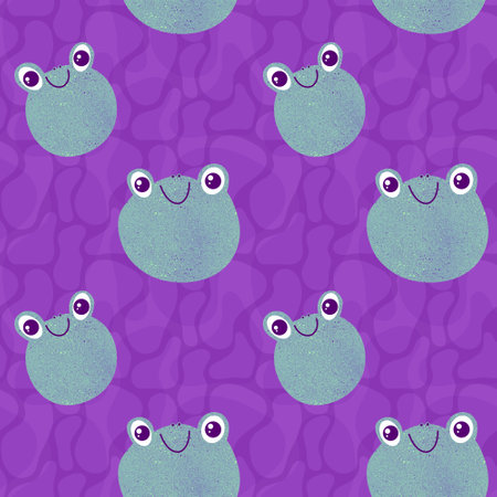 Summer animals seamless frogs and swimming ring pattern for wrapping paperの写真素材