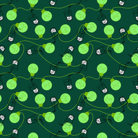 Summer party print seamless bulbs illumination pattern for fabrics and lines and wrapping paper and fashion textiles. High quality illustrationの写真素材