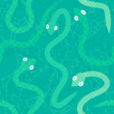 Summer cartoon animals seamless snake pattern for wrapping paper and fabrics and lines and kids...