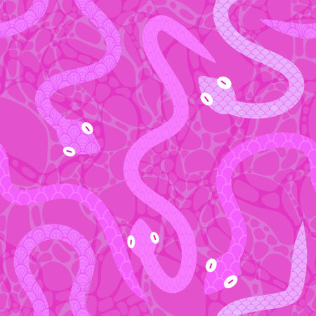 Summer cartoon animals seamless snake pattern for wrapping paper and fabrics and lines and kids clothes print and new 2025 year and festive packaging and zoo accessories. High quality illustrationの写真素材