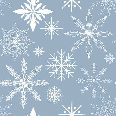 Christmas ice scribble seamless snowflakes pattern for wrapping paper and fabrics and lines and kids clothes print and new year packaging and festive accessories. High quality illustrationの写真素材