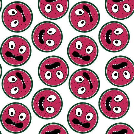 Cartoon fruit seamless watermelon pattern for wrapping paper and fabrics and lines and kids clothes...
