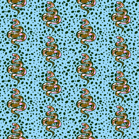 Summer cartoon animals seamless snake pattern for wrapping paper and fabrics and lines and kids...