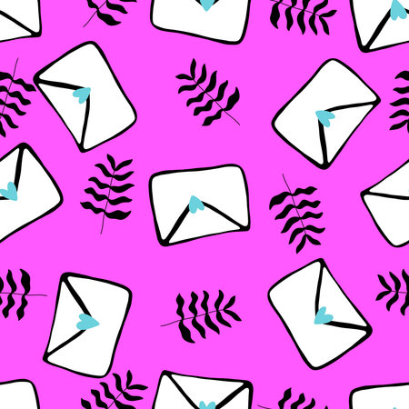 Valentines love seamless letters with hearts patterns for wrapping paper and fabrics and lines and kids clothes print and birthday party accessories. High quality illustrationの写真素材