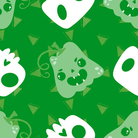 Halloween pumpkins seamless monsters pattern for wrapping paper and fabrics and lines and kids clothes print and festive packaging and autumn party accessories. High quality illustrationの写真素材
