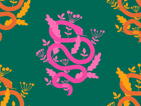 Summer cartoon animals seamless snake pattern for wrapping paper and fabrics and lines and kids...