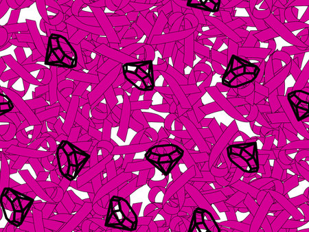 Breast cancer month seamless pink ribbon day mammogram patternの写真素材