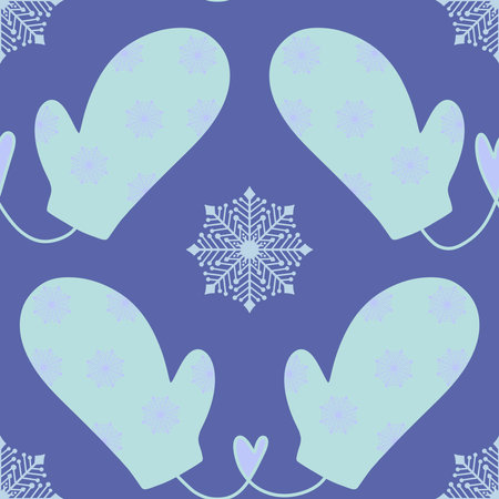 New year winter accessories seamless gloves and snowflakes pattern for fabrics and lines and wrapping paper and kids clothes print and party textiles. High quality illustrationの写真素材