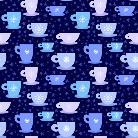 Christmas cups seamless mugs pattern for fabrics and lines and new year wrapping paper and winter party accessories and fashion textiles. High quality photoの写真素材