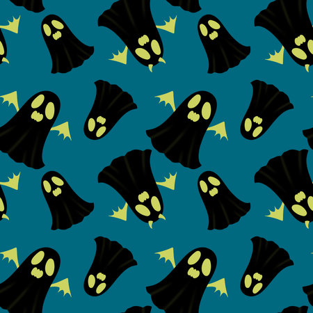 Halloween ghost seamless cartoon pattern for wrapping paper and fabrics and lines and kids clothes print and packaging and festive accessories. High quality illustrationの写真素材