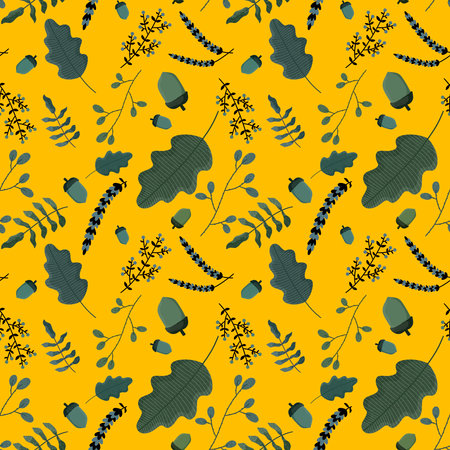 Autumn floral seamless leaves pattern for wrapping paper and fabrics and lines and kids clothes...