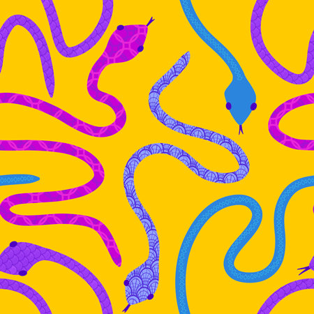 Summer cartoon animals seamless snake pattern for wrapping paper and fabrics and lines and kids...