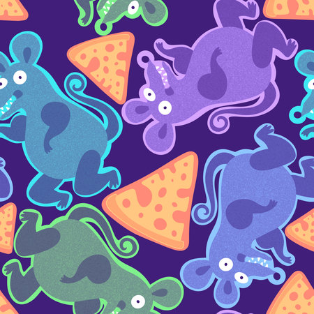 Cartoon animals seamless retro mouse pattern for fabrics and lines and wrapping birthday paper and fashion textiles and kids clothes textiles and party accessories. High quality illustrationの写真素材