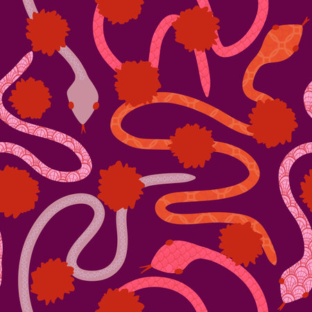 Summer cartoon animals seamless snake pattern for wrapping paper and fabrics and lines and kids...