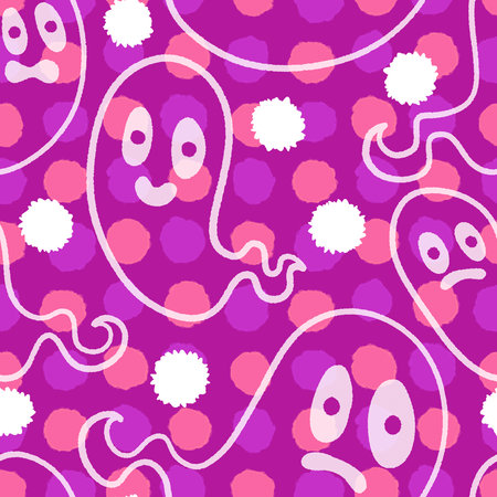 Halloween ghost seamless cartoon pattern for wrapping paper and fabrics and lines and kids clothes print and packaging and festive accessories. High quality illustrationの写真素材
