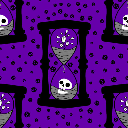 Halloween hourglass with skulls pattern death and life pattern for wrapping paper and fabrics and lines and autumn party accessories. High quality illustrationの写真素材
