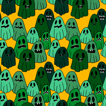 Halloween ghost seamless cartoon pattern for wrapping paper and fabrics and lines and kids clothes print and packaging and festive accessories. High quality illustrationの写真素材