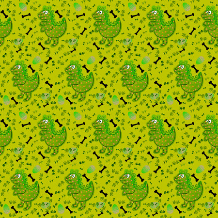 Cartoon animals seamless dinosaur pattern for wrapping paper and fabrics and lines and kids clothes print and kindergarten party accessories. High quality illustrationの写真素材