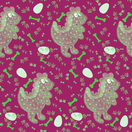 Cartoon animals seamless dinosaur pattern for wrapping paper and fabrics and lines and kids clothes print and kindergarten party accessories. High quality illustrationの写真素材