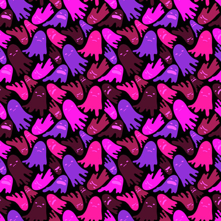 Halloween ghost seamless cartoon pattern for wrapping paper and fabrics and lines and kids clothes print and packaging and festive accessories. High quality illustrationの写真素材