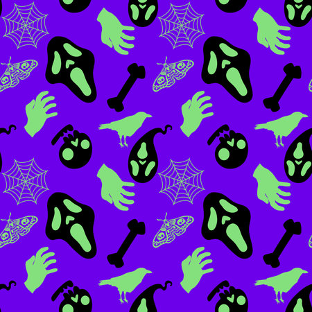 Halloween ghost seamless cartoon pattern for wrapping paper and fabrics and lines and kids clothes print and packaging and festive accessories. High quality illustrationの写真素材