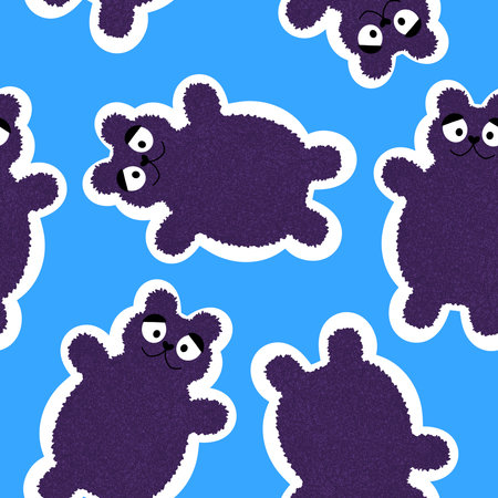 Cute animals seamless fluffy bears pattern for wrapping paper and kids clothes print and fashion fabrics and lines and summer party accessories and kindergarten textiles. High quality illustrationの写真素材
