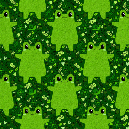 Cartoon animals seamless cute frogs pattern for wrapping paper and fabrics and lines and kids clothes print and summer party accessories and kindergarten textiles. High quality illustrationの写真素材