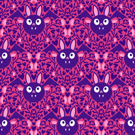 Halloween monsters animals seamless cute anime bats pattern for wrapping paper and fabrics and lines and kids clothes print and autumn party accessories. High quality illustrationの写真素材