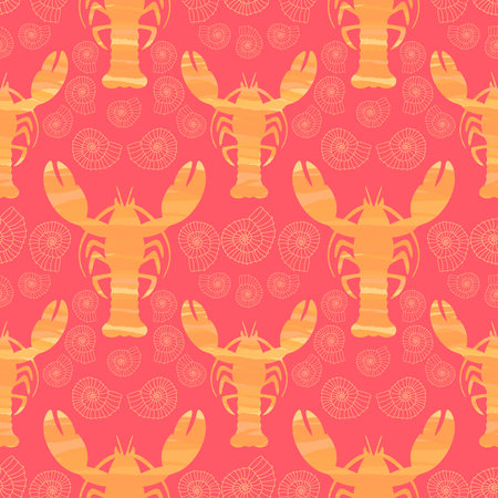 Summer ocean animals seamless lobster pattern for wrapping paper and fabricsの写真素材