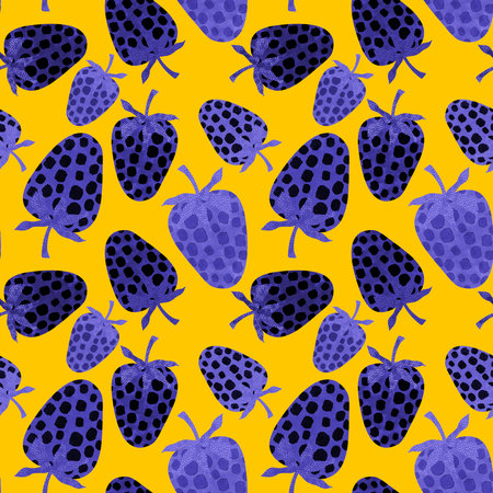 Cartoon summer fruit seamless strawberry pattern for birthday wrapping paperの写真素材
