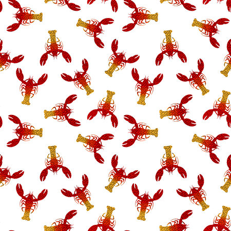 Summer ocean animals seamless lobster pattern for wrapping paper and fabricsの写真素材