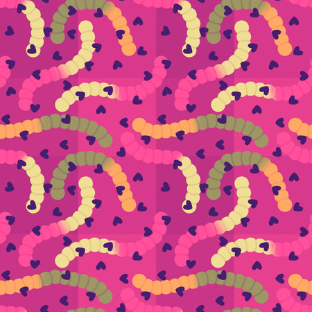 Halloween candy seamless jelly worms pattern for wrapping paper and fabrics and lines and kids clothes print and autumn party accessories. High quality illustrationの写真素材