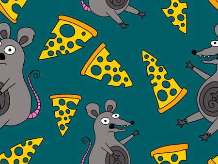 Halloween animals seamless mouse and cheese pattern for kids and wrapping paper and fabrics and lines and fashion textiles and autumn party accessories. High quality illustrationの写真素材