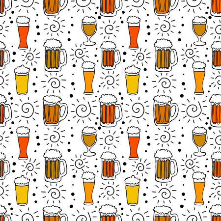 Beer seamless octoberfest pattern for wrapping paper and menu and clothes print and accessories and notebooks and festive.の写真素材