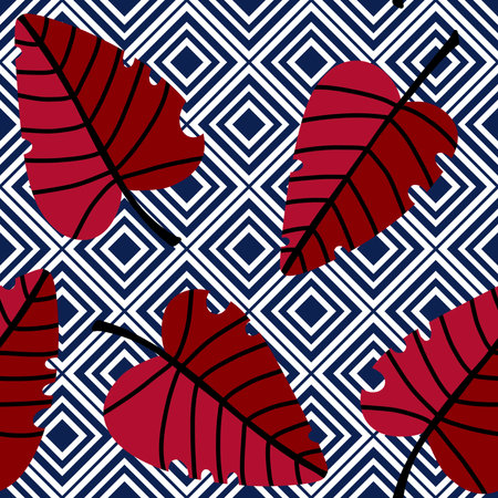 Autumn leaves seamless pattern for wrapping paper and fabric and lines and kids clothes print and summer party accessories. High quality illustrationの写真素材