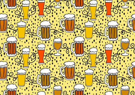 Beer seamless octoberfest pattern for wrapping paper and menu and clothes print and accessories and notebooks and festive. High quality illustrationの写真素材