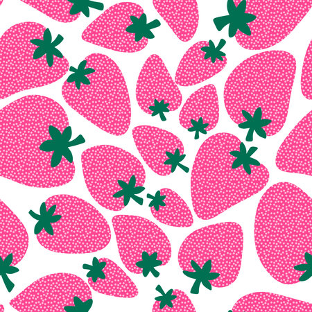 Summer fruit seamless strawberry berry pattern for wrapping paper and fabrics and lines and kids clothes print and party accessories and fashion textiles. High quality illustrationの写真素材