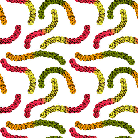 Halloween candy seamless jelly worms pattern for wrapping paper and fabrics and lines and kids clothes print and autumn party accessories. High quality illustrationの写真素材