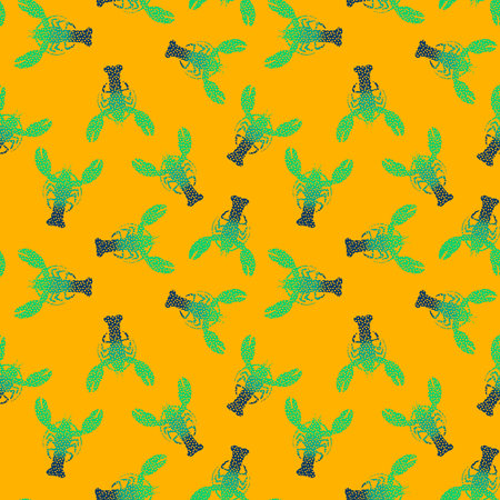 Summer ocean animals seamless lobster pattern for wrapping paper and fabrics and lines and kids clothes print and beach party accessories. High quality illustrationの写真素材