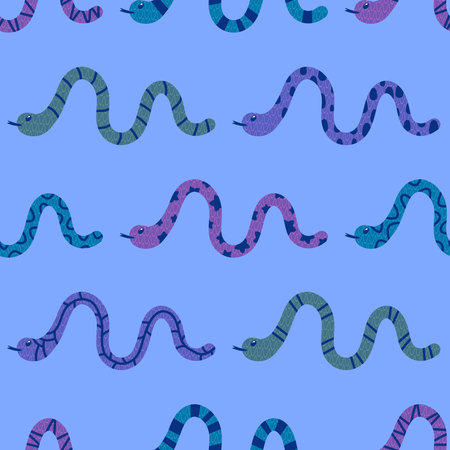 Summer cartoon animals seamless snake pattern for wrapping paper and fabrics and lines and kids...