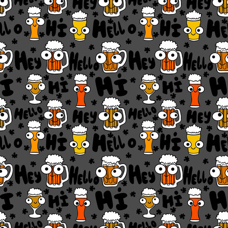 Beer seamless octoberfest pattern for wrapping paper and menu and clothes print and accessories and notebooks and festive. High quality illustrationの写真素材