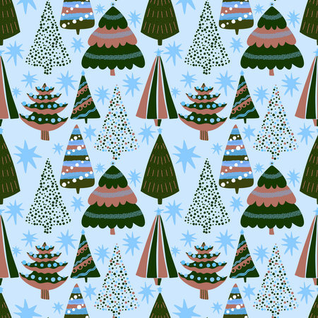 Christmas tree seamless new year pattern for wrapping paper and fabrics and lines and kids clothes print and Noel party accessories and fashion textilesの写真素材