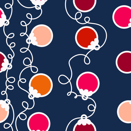 Christmas tree balls seamless winter toys pattern for wrapping paper and fabric and lines and kids clothes print and new year party accessories. High quality illustrationの写真素材