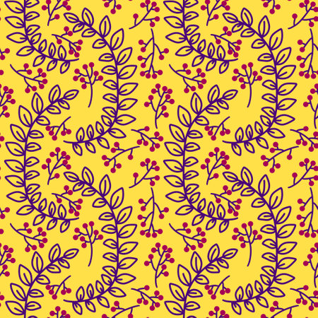 Autumn floral and berries seamless rowanberry pattern for wrapping paper and fabrics and lines and...