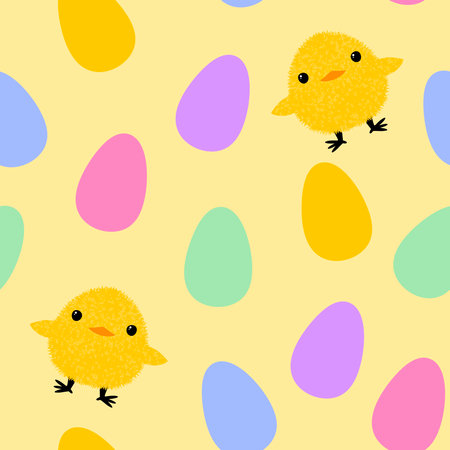 Easter chicken seamless birds pattern for wrapping paper and fabrics and lines and kids clothes print and kitchen accessories and spring party accessories. High quality photoの写真素材